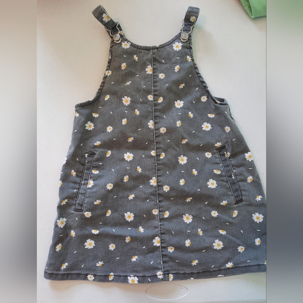 Wonder Nation Kids Floral Overall Dress - Gray